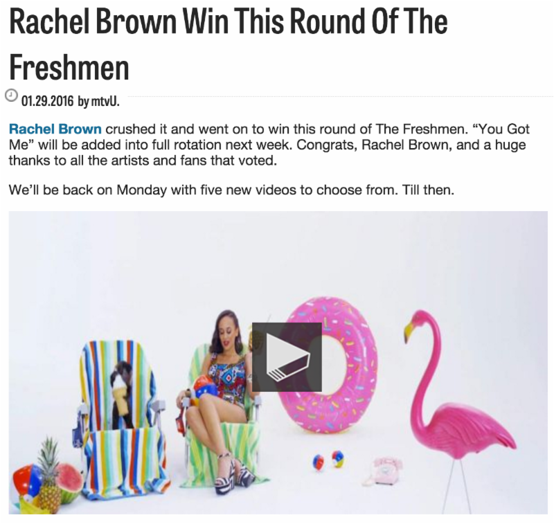 Rachel Brown Wins This Round Of The Freshmen MTVU